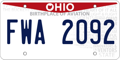 OH license plate FWA2092