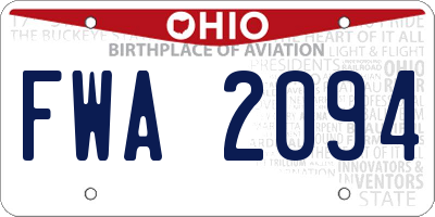 OH license plate FWA2094