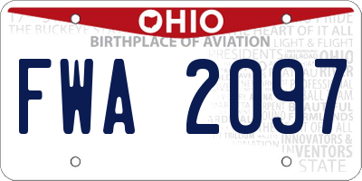 OH license plate FWA2097