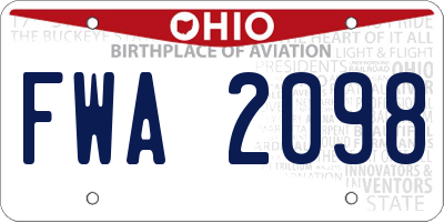 OH license plate FWA2098