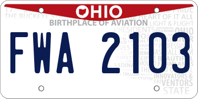 OH license plate FWA2103