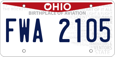 OH license plate FWA2105