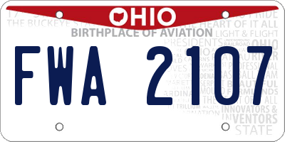 OH license plate FWA2107