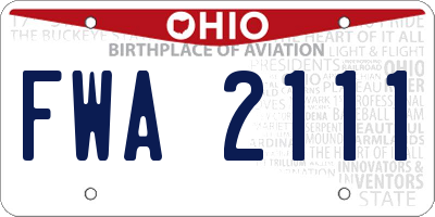 OH license plate FWA2111