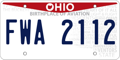 OH license plate FWA2112