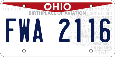 OH license plate FWA2116