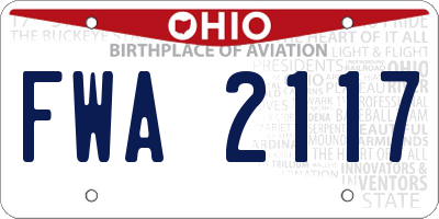 OH license plate FWA2117