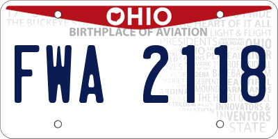 OH license plate FWA2118