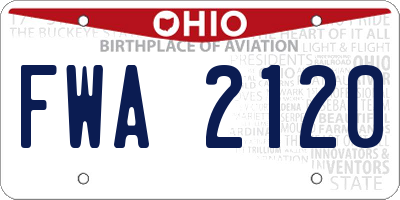 OH license plate FWA2120