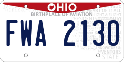 OH license plate FWA2130