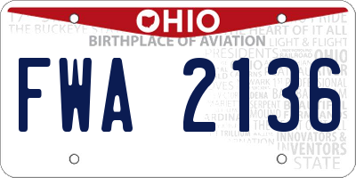 OH license plate FWA2136