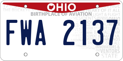 OH license plate FWA2137