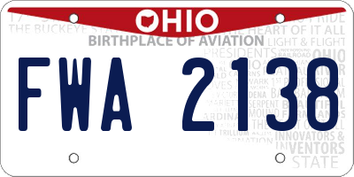 OH license plate FWA2138