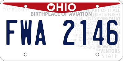 OH license plate FWA2146