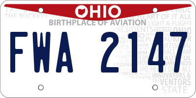 OH license plate FWA2147