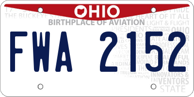 OH license plate FWA2152