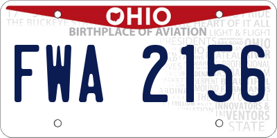 OH license plate FWA2156