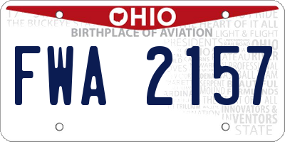 OH license plate FWA2157