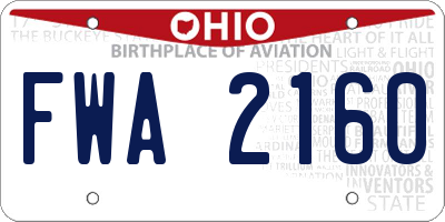 OH license plate FWA2160