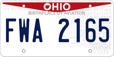 OH license plate FWA2165