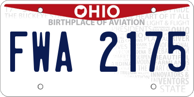 OH license plate FWA2175