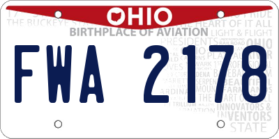 OH license plate FWA2178