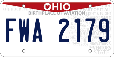 OH license plate FWA2179
