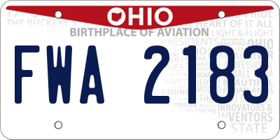 OH license plate FWA2183