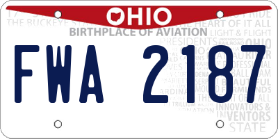 OH license plate FWA2187
