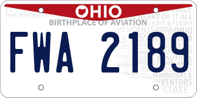 OH license plate FWA2189