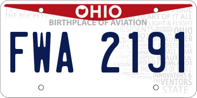 OH license plate FWA2191