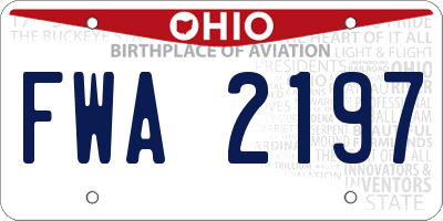 OH license plate FWA2197