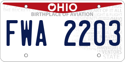 OH license plate FWA2203