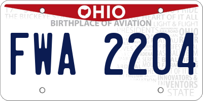 OH license plate FWA2204