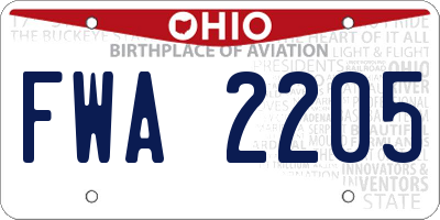 OH license plate FWA2205