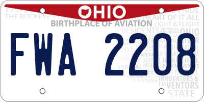 OH license plate FWA2208