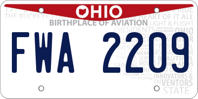 OH license plate FWA2209