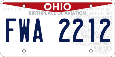 OH license plate FWA2212