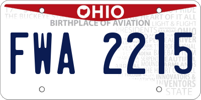 OH license plate FWA2215