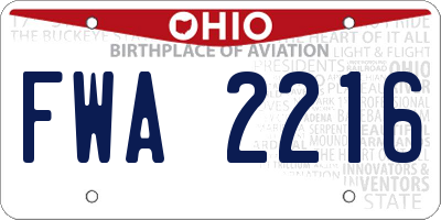 OH license plate FWA2216