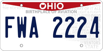 OH license plate FWA2224