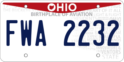 OH license plate FWA2232