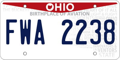 OH license plate FWA2238