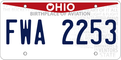 OH license plate FWA2253