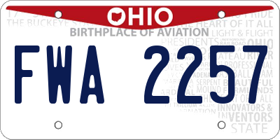 OH license plate FWA2257