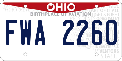 OH license plate FWA2260