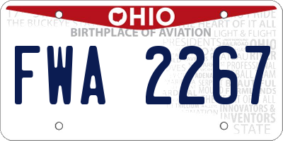 OH license plate FWA2267