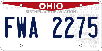OH license plate FWA2275