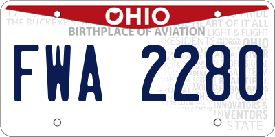 OH license plate FWA2280