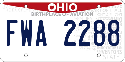 OH license plate FWA2288